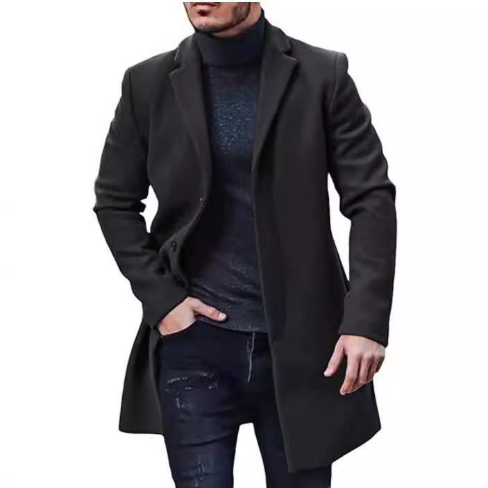 Herren eleganter Wollmantel mit zeitloser Silhouette und klassischem Revers Echoarchiv