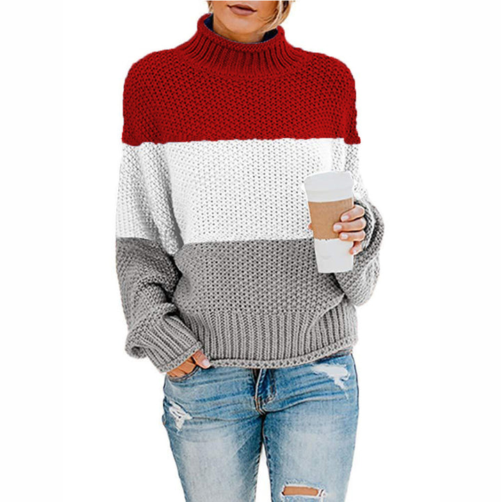 Damen nan grobstrick Rollkragenpullover mit Oversize-Schnitt und Blockstreifen-Optik Echo Archiv
