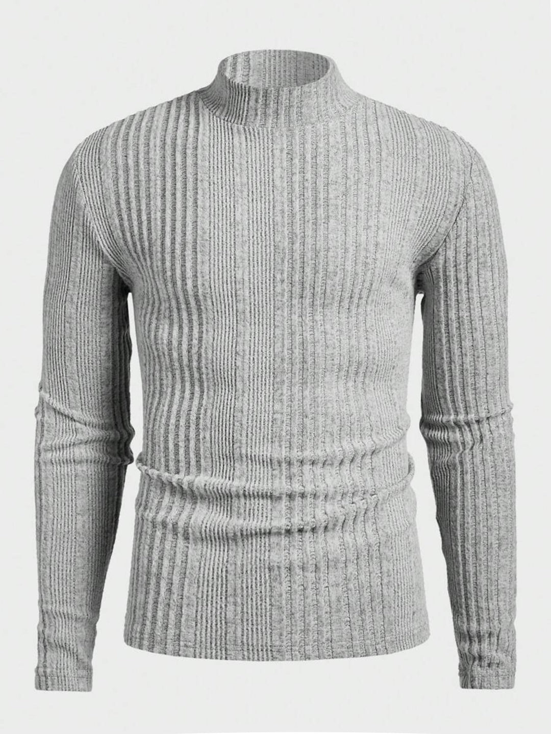 Herren Strickpullover mit hohem Kragen und Rippstruktur Echoarchiv