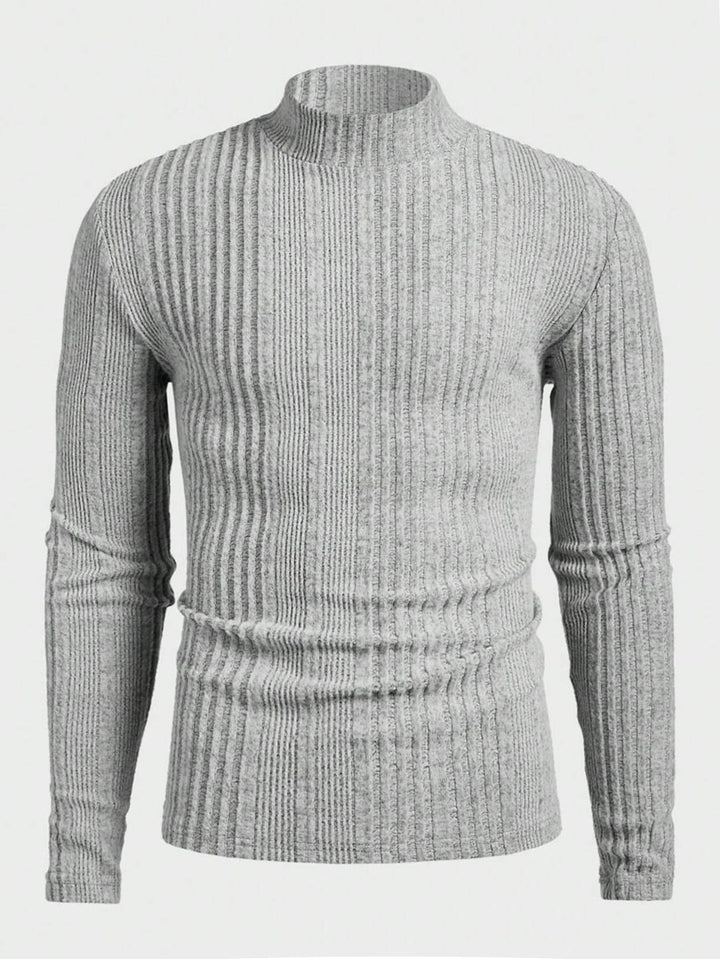 Herren Strickpullover mit hohem Kragen und Rippstruktur Echoarchiv