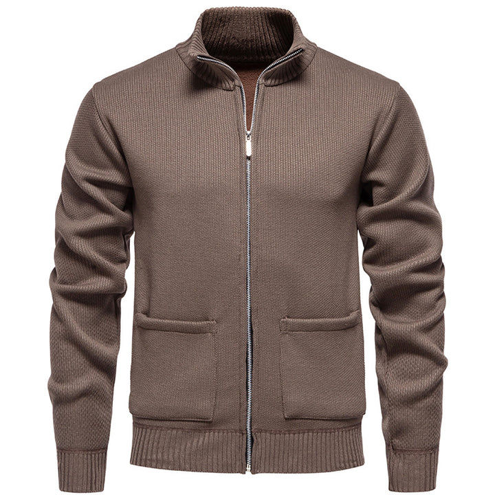 Herren nan feinstrukturierter Reißverschluss-Strickcardigan mit Stehkragen und aufgesetzten Taschen Echo Archiv