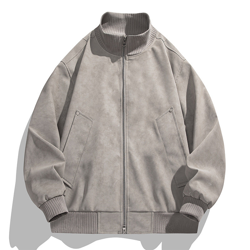 Herren modische Bomberjacke aus weichem Kunstleder mit elastischen Bündchen und praktischen Taschen Echoarchiv