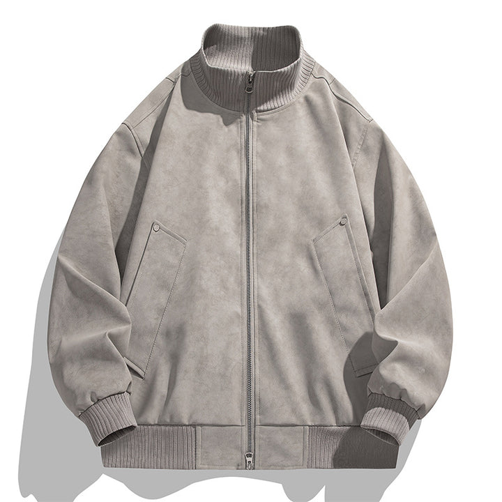 Herren modische Bomberjacke aus weichem Kunstleder mit elastischen Bündchen und praktischen Taschen Echoarchiv