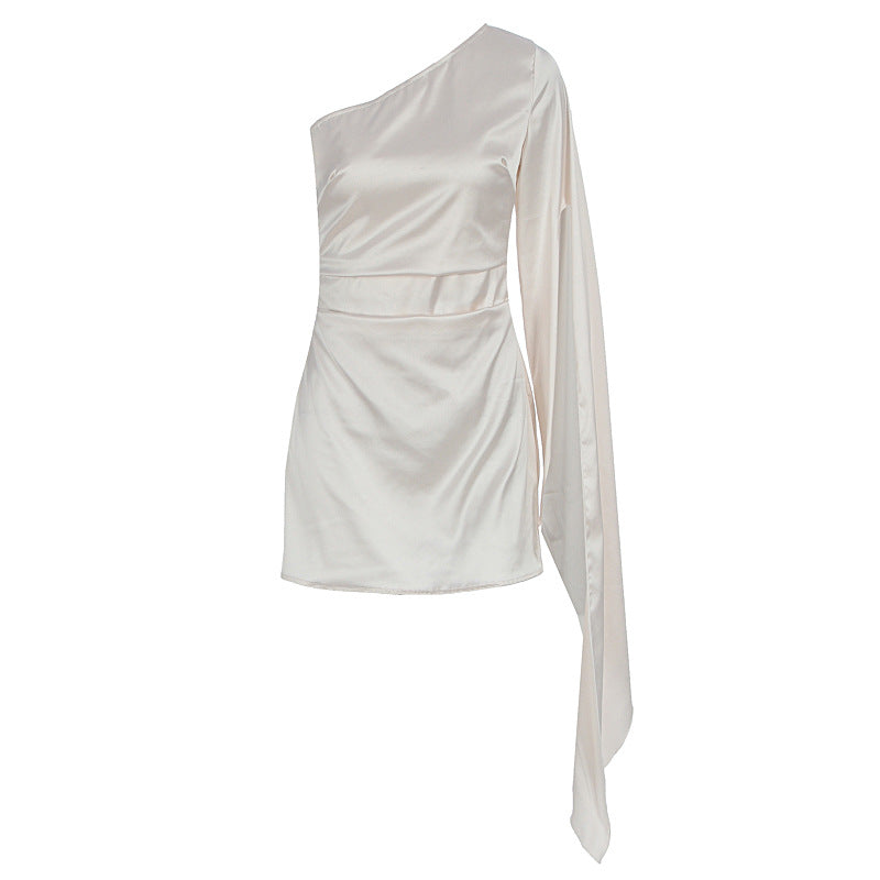 Damen Einseitig Schulterfreies Minikleid mit schickem Satin-Finish Echo Archiv