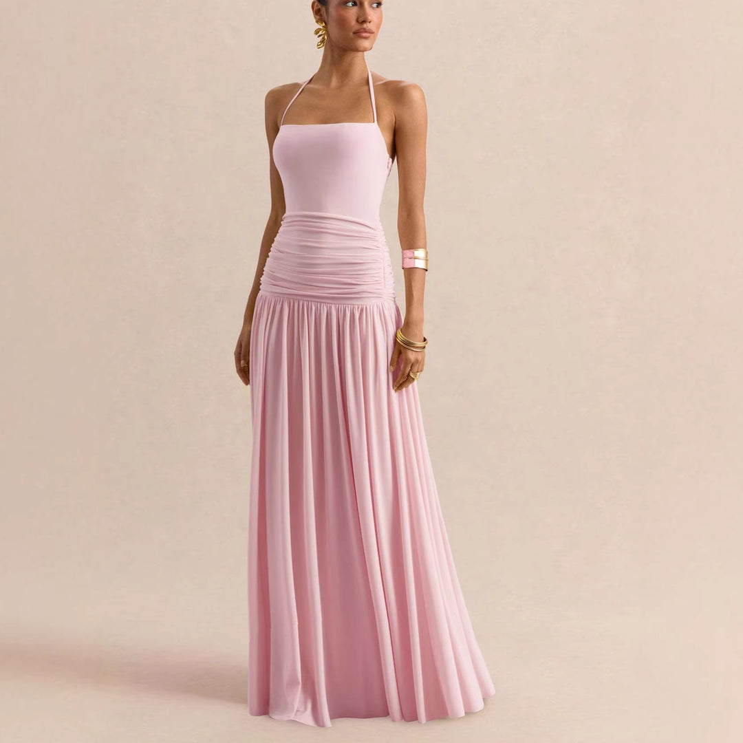 Damen Elegantes Maxikleid mit rüschiertem Oberteil und zarter Silhouette Echo Archiv