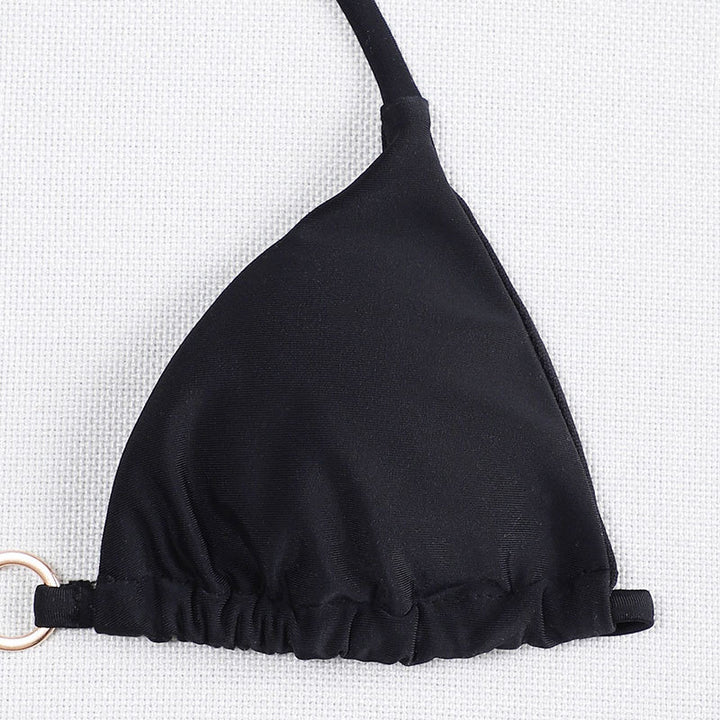 Damen Triangel-Bikini mit goldenem Ringdetail und verstellbaren Trägern Echo Archiv