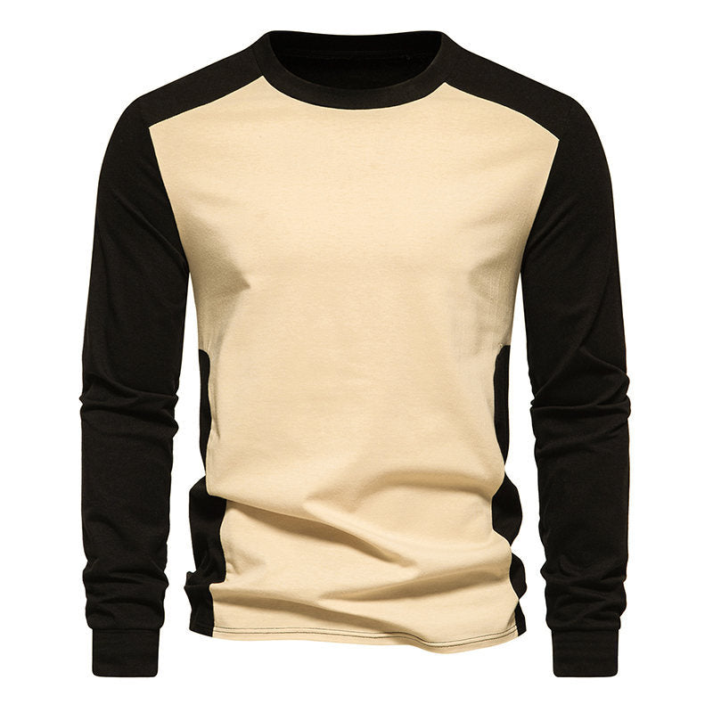 Herren Langarm-T-Shirt mit kontrastierenden Ärmeln und bequemer Passform Echoarchiv