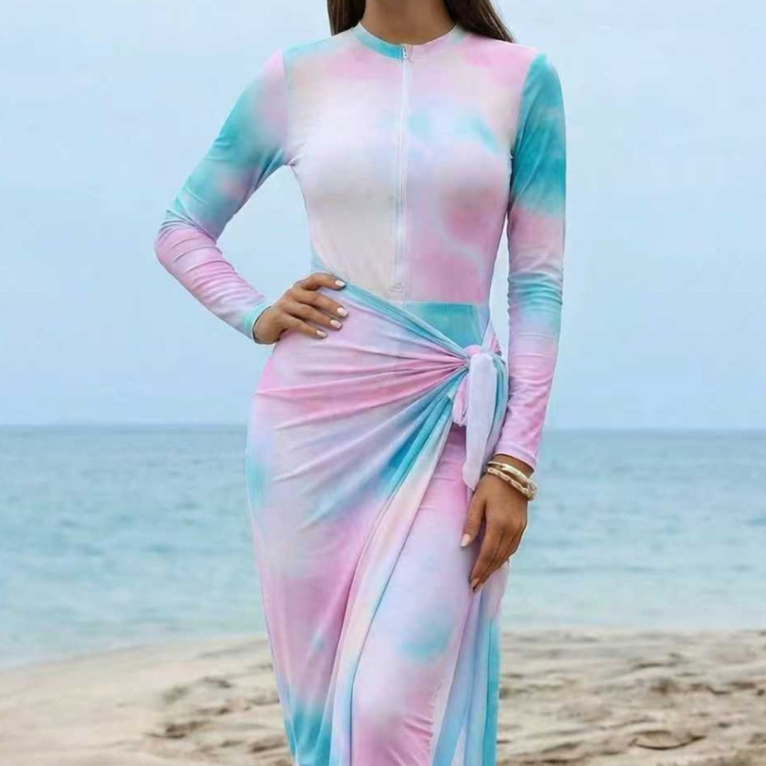 Damen Eleganter Surfanzug mit Reißverschluss und Wickeldetail Echo Archiv