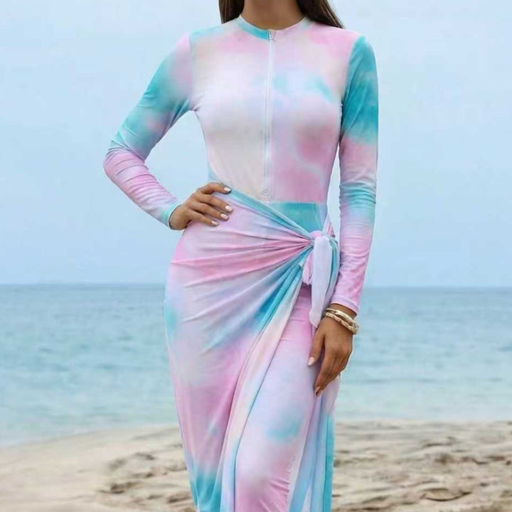 Damen Eleganter Surfanzug mit Reißverschluss und Wickeldetail Echo Archiv