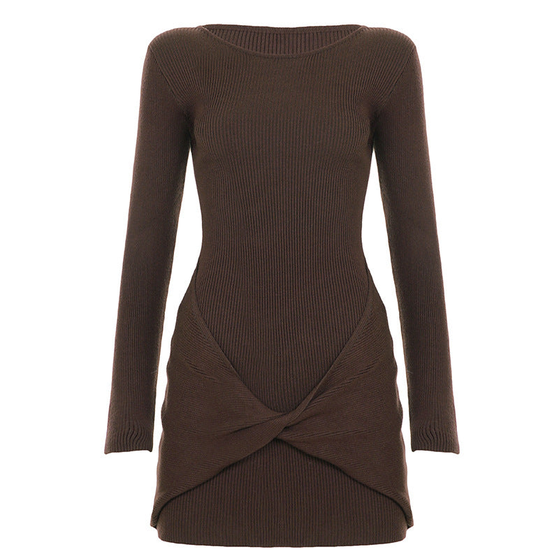 Damen nan geripptes Minikleid mit Wickel-Twist und figurbetonter Silhouette Echo Archiv