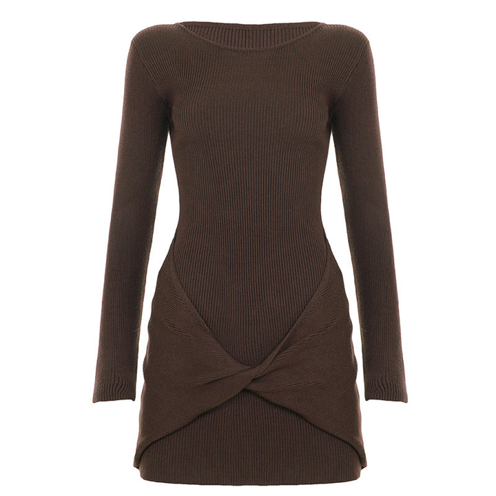 Damen nan geripptes Minikleid mit Wickel-Twist und figurbetonter Silhouette Echo Archiv