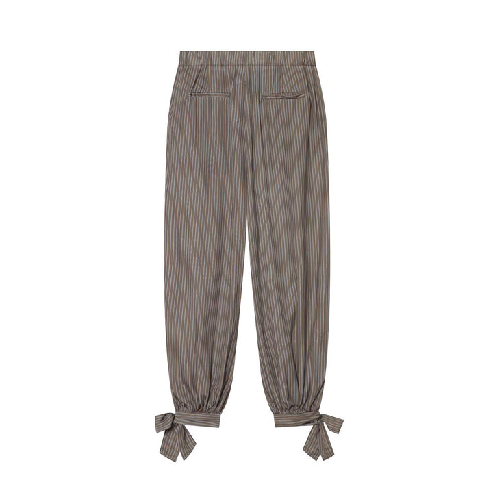 Damen Gestreifte Relaxed-Hose mit elastischem Taillenbund und bindbaren Knöchel-Schleifen Echo Archiv