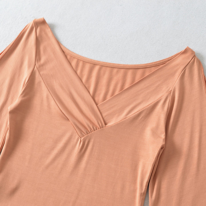Damen Zweiteiliges Set aus drapiertem Top mit Fledermausärmeln und asymmetrischem Tellerrock Echoarchiv