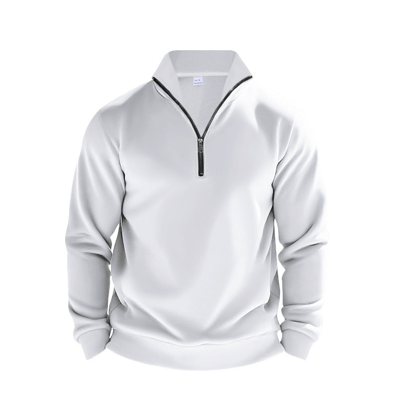 Herren Fleece-Pullover mit halbem Reißverschluss und elastischen Bündchen Echoarchiv