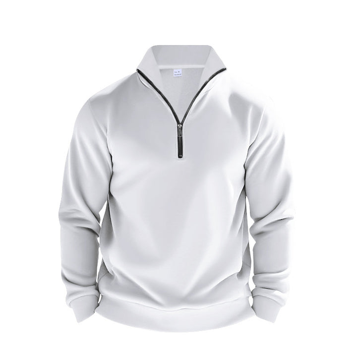 Herren Fleece-Pullover mit halbem Reißverschluss und elastischen Bündchen Echoarchiv