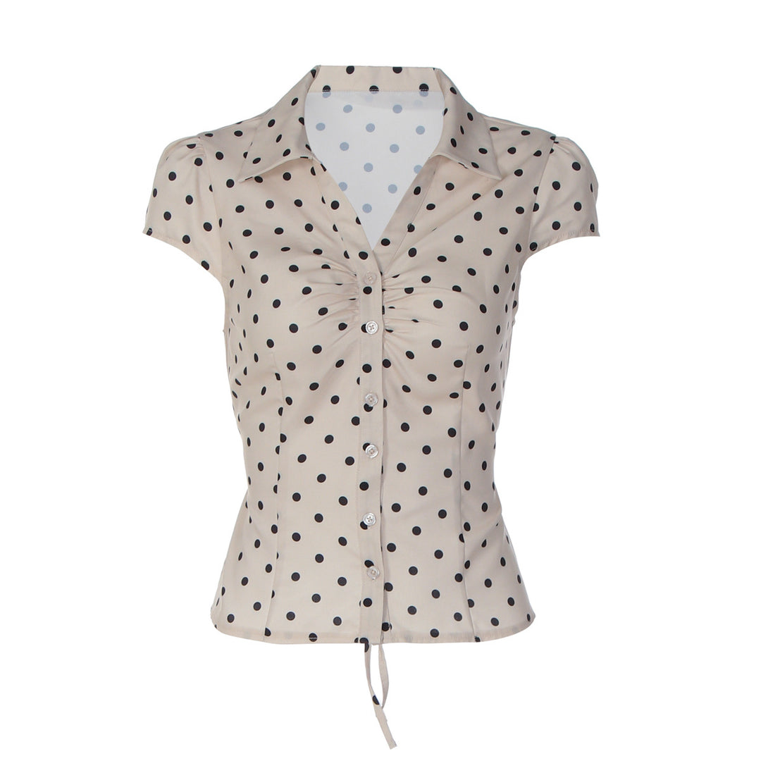 Damen Polka-Dots Bluse mit raffiniertem Knopfdesign Echo Archiv