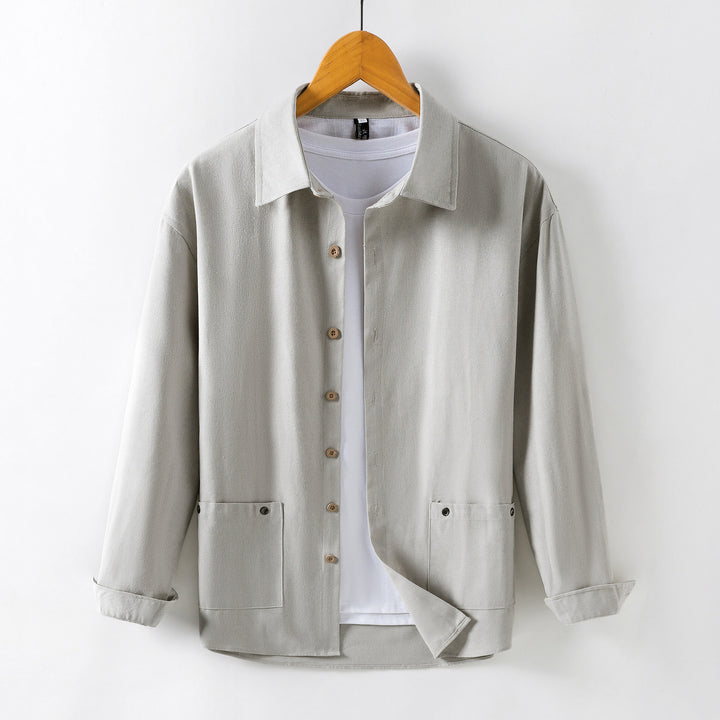 Herren Leichtes Overshirt‑Hemdjacke aus Leinenmix mit aufgesetzten Taschen Echo Archiv