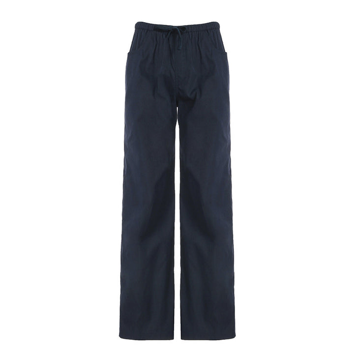 Damen Weite Baumwoll-Hose mit Elastikbund, Tunnelzug und Eingrifftaschen Echo Archiv