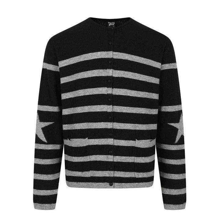 Unisex Gestreifte Knopf-Cardigan im Relaxed‑Fit mit Eingrifftaschen Echoarchiv
