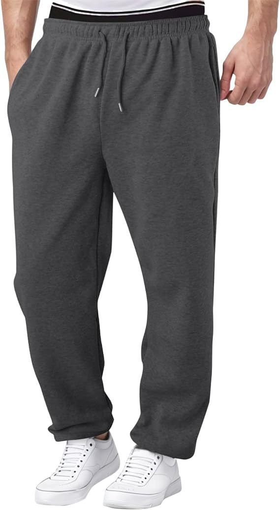 Herren Relaxed-Fit Sweatpants mit geradem Bein Fleece-Innenfutter und elastischem Kordelbund – Marzano