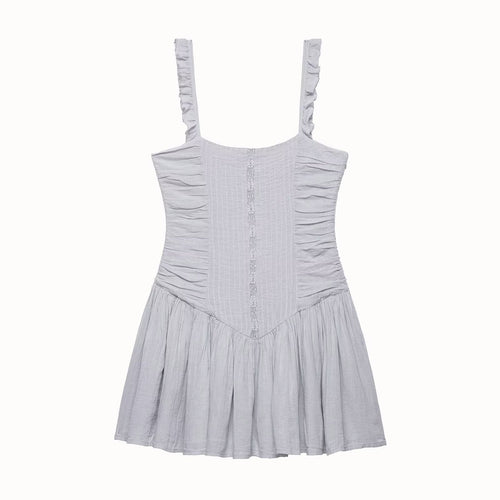 Damen sommerliches Minikleid mit feinen Rüschendetails und strukturierter Passform Echo Archiv