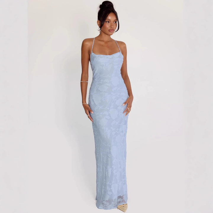 Damen Elegantes Abendkleid mit floralem Spitzenmuster und Spaghettiträgern Echo Archiv