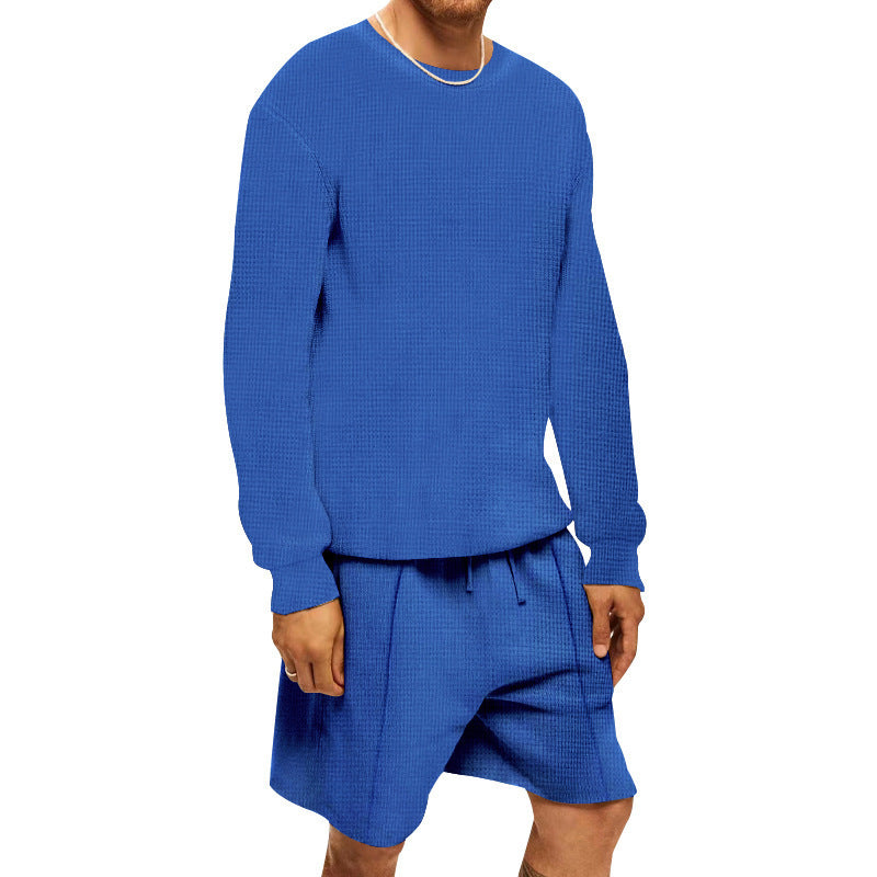 Herren lässiges Sweatshirt- und Shorts-Set mit strukturiertem Design Echoarchiv