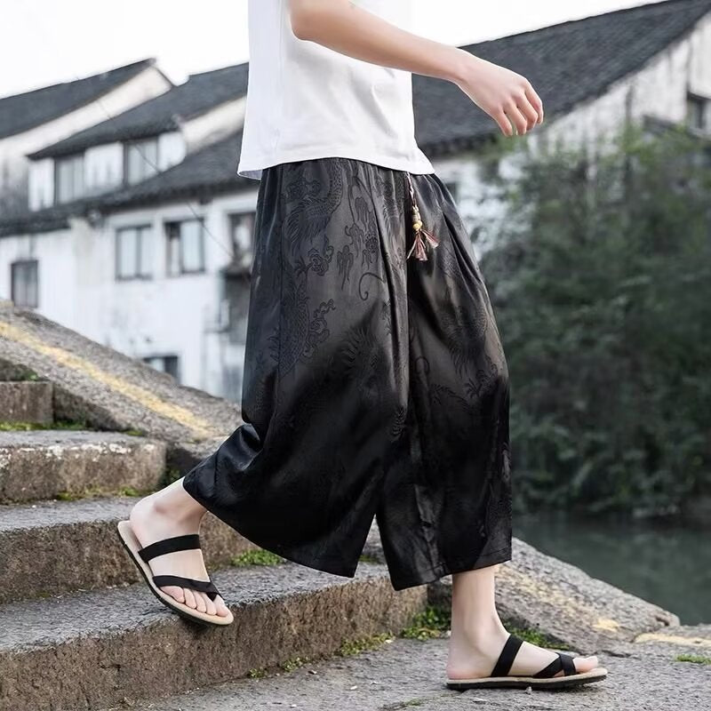 Herren luftige Haremshose mit elegantem Muster und elastischem Bund Echoarchiv