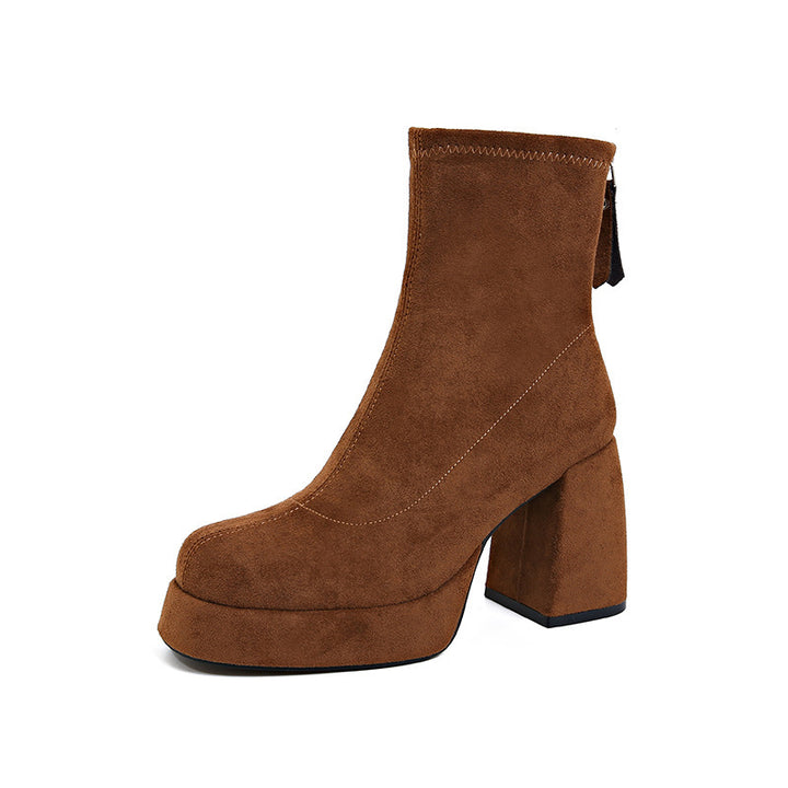 Damen Plateau‑AnklEcho Archivoots aus Veloursleder mit hohem Blockabsatz Echo Archiv
