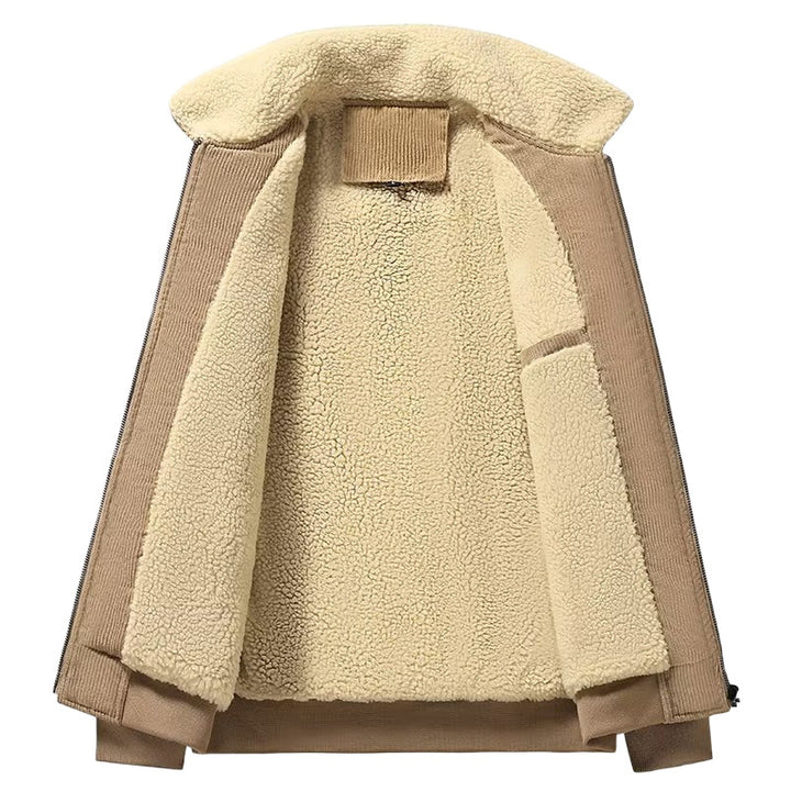 Herren Cord-Workerjacke mit Teddyfutter, Reißverschluss und Pattentasche Echoarchiv