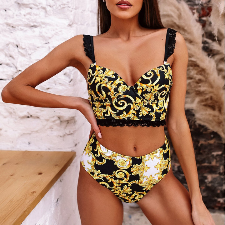 Damen Push-Up Bikini mit verzierten Trägern Echo Archiv