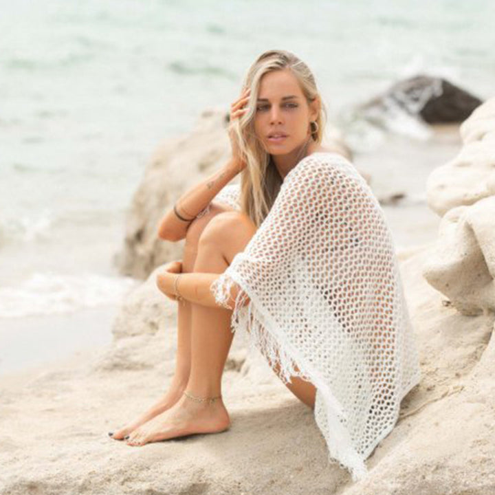 Damen eleganter luftiger Häkel-Strandüberwurf Echo Archiv