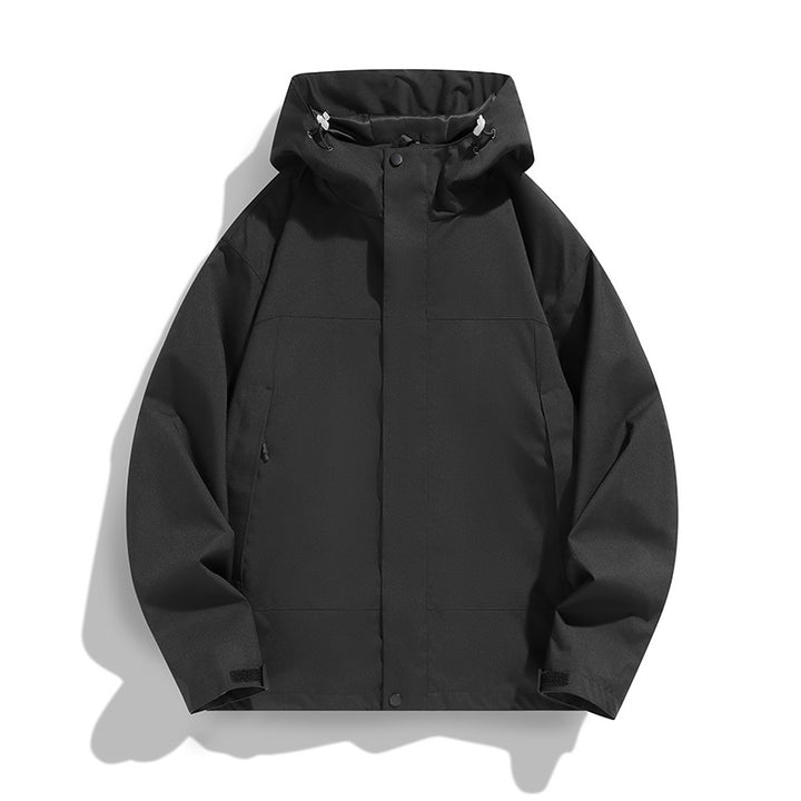 Herren Zweifarbige Softshell-Fieldjacke mit Kapuze, winddichtem Obermaterial und minimalistischen Eingriffstaschen Echo Archiv