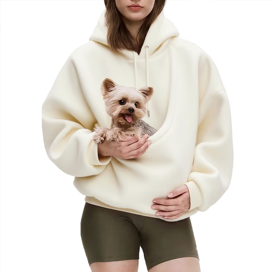 Damen nan Oversize Sherpa-Hoodie mit integriertem Haustiertaschen-Design Echo Archiv