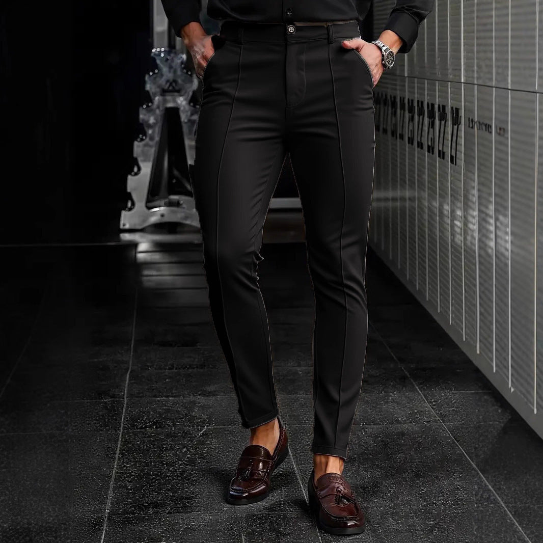 Herren Modische Slim-Fit Anzughose mit feinen Nähte Echoarchiv