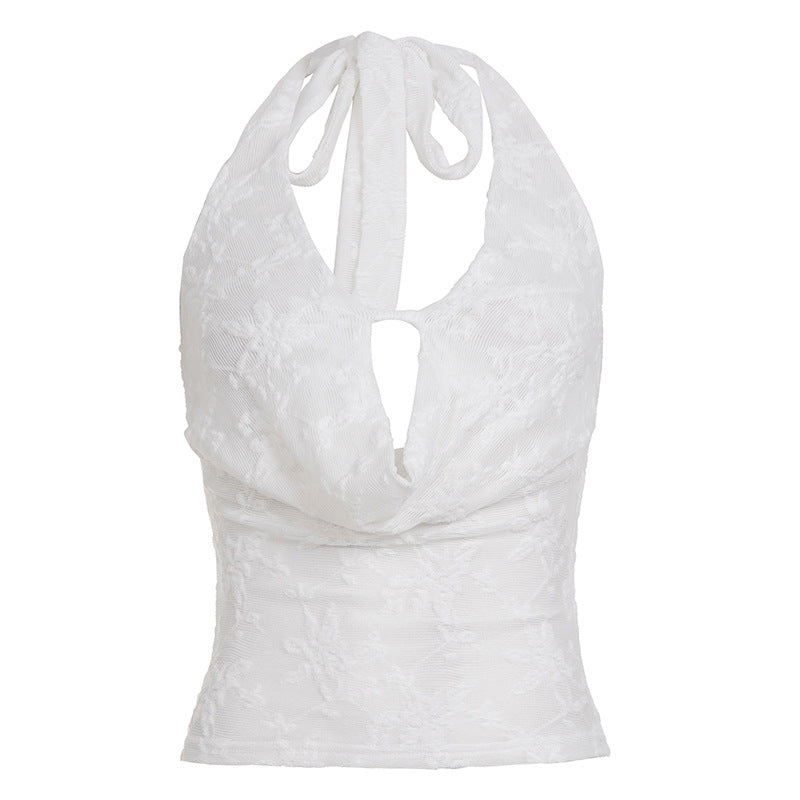Damen Haltertop mit elegantem Blumenmuster und verspieltem Rücken Echo Archiv