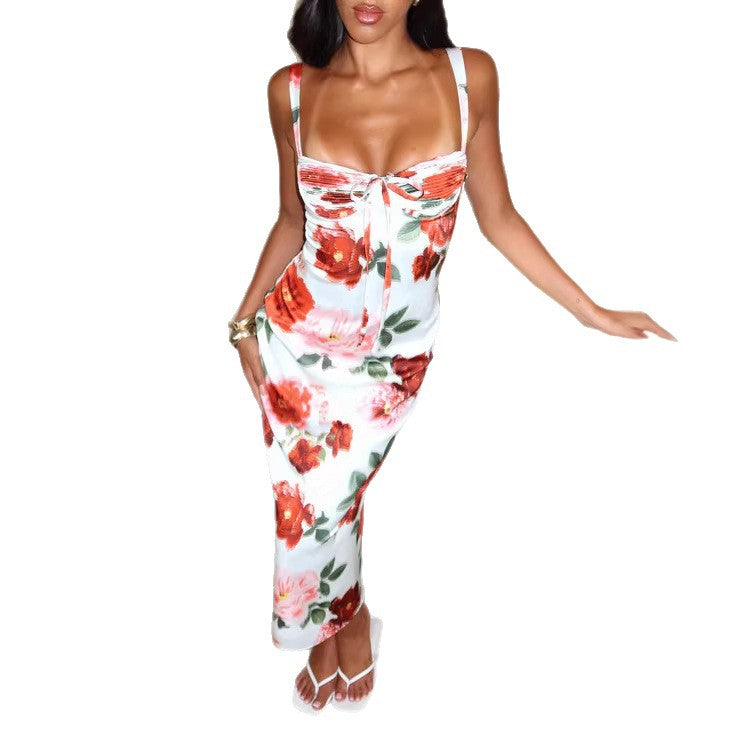 Damen figurbetontes Maxi-Kleid mit floralem Design und seitlichem Schlitz Echo Archiv