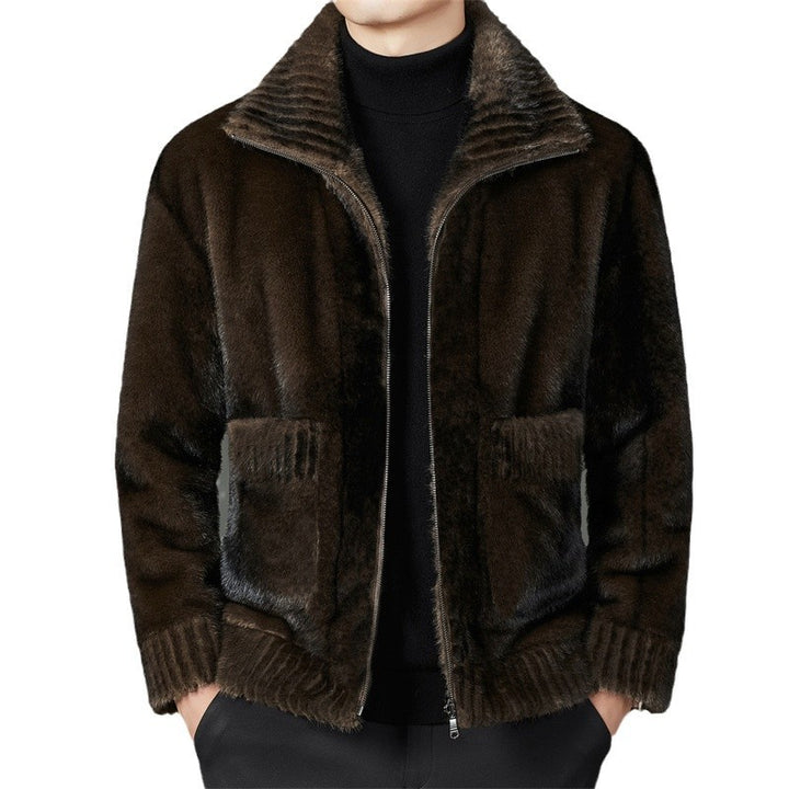 Herren weiche Fleecejacke mit hohen Kragen und praktischen Taschen Echoarchiv