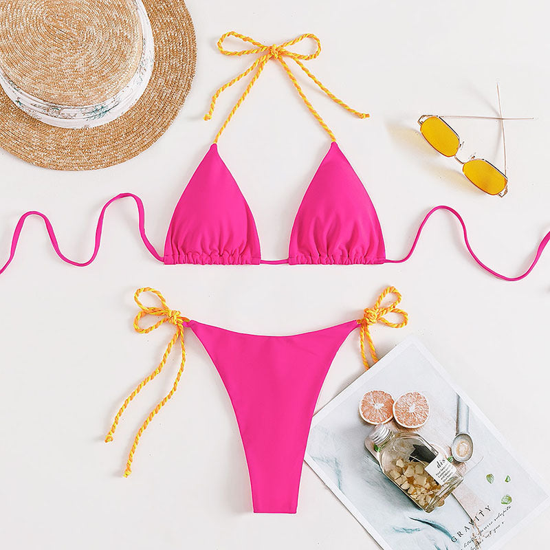 Damen Triangel-Bikini mit verstellbaren Trägern und bunten Akzenten Echo Archiv