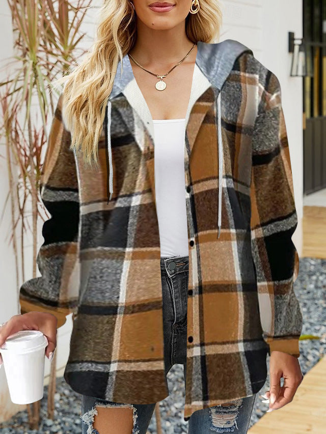 Frauen Oversized Hoodie mit Druckknopfverschluss und Kontrastbesatz – Auréline