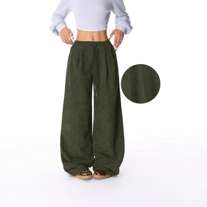 Damen Weite Cordhose mit hohem elastischem Bund und Kordel Echo Archiv