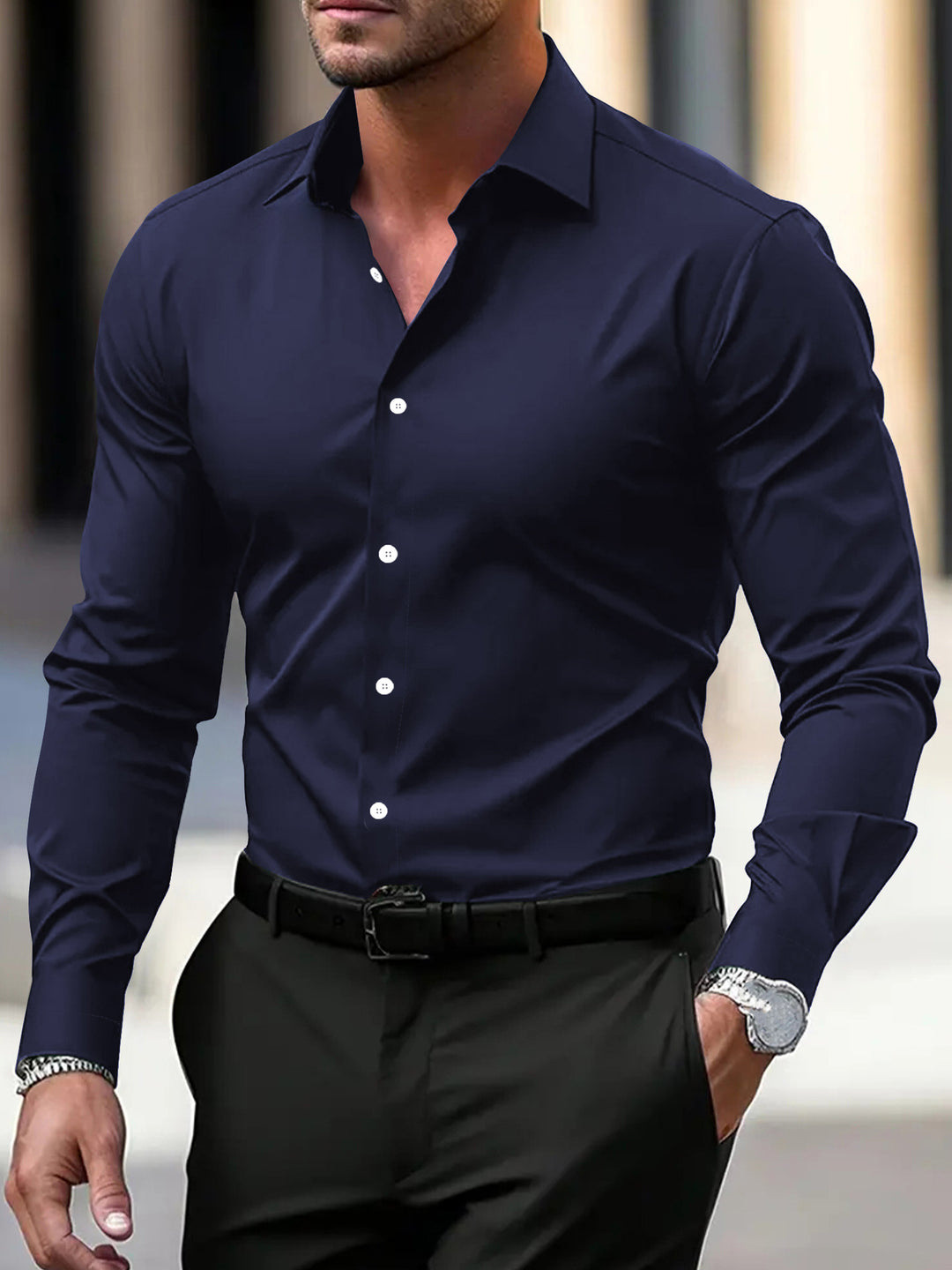 Herren-Businesshemd mit langen Ärmeln, Slim-Fit, Echoarchiv