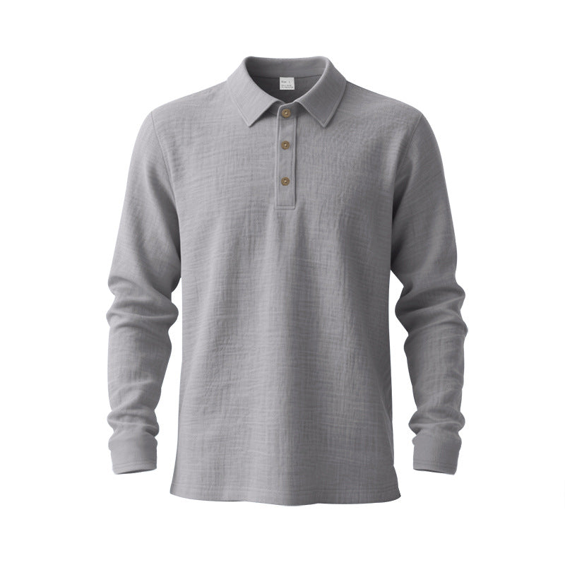 Herren nan Langarm-Poloshirt aus Baumwollgaze mit Hemdkragen, Dreiknopfleiste und entspannter Passform Echo Archiv