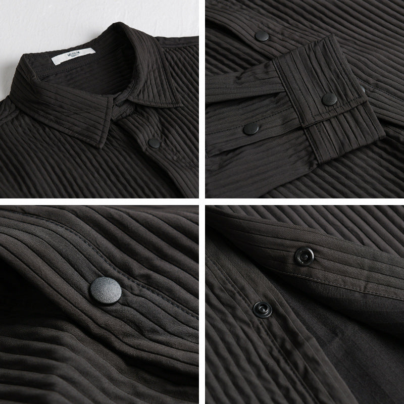 Herren Gestepptes Overshirt aus leichter Baumwollstruktur mit Druckknopfleiste Echoarchiv