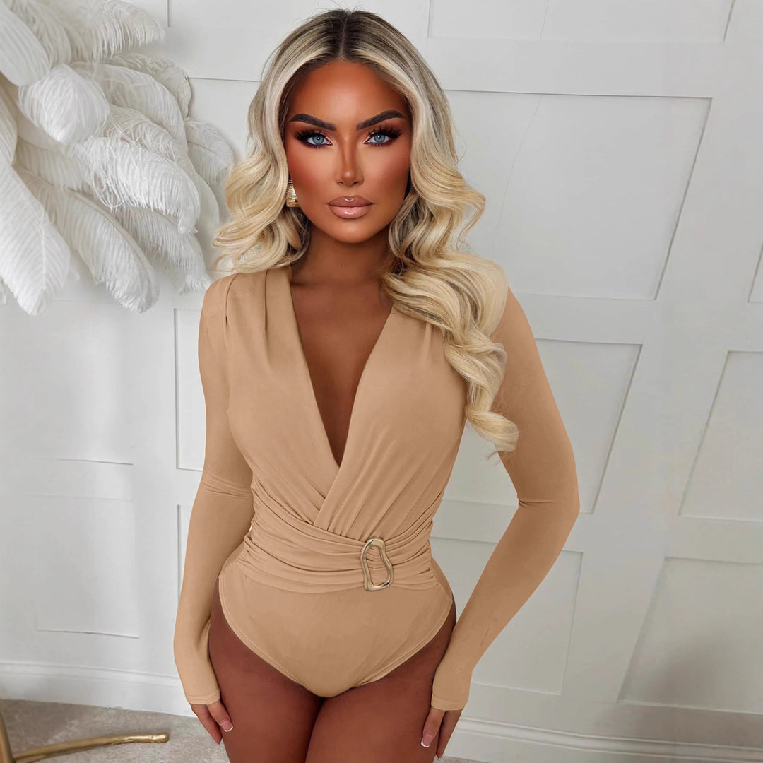 Damen Body mit tiefem V-Ausschnitt und schmalem Gürtel Echo Archiv
