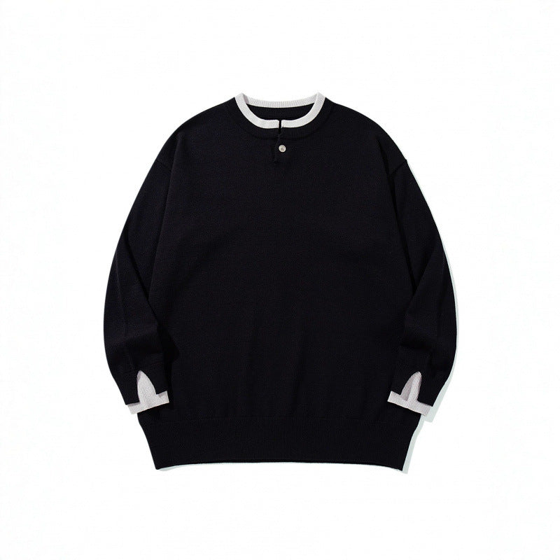 Unisex Oversize Feinstrickpullover mit Henley-Knopfleiste und Schlitzbündchen Echo Archiv