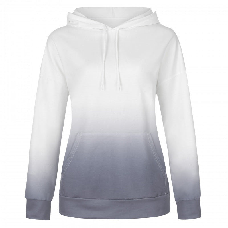 Damen Oversize Kapuzenpullover mit Dip-Dye Farbverlauf und Kängurutasche – Auréline