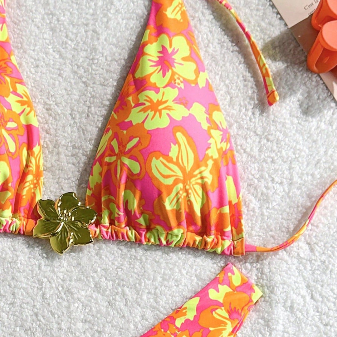 Damen Triangel-Bikini mit verspieltem Blumenmuster Echo Archiv
