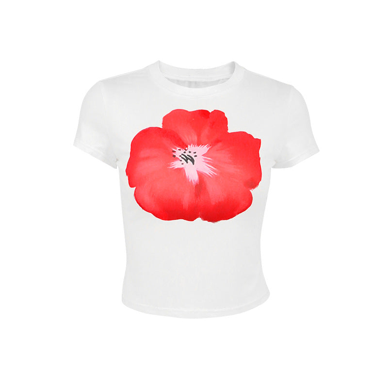 Damen Crop-T-Shirt mit floralem Print Echo Archiv