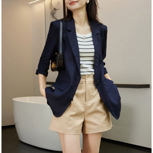 Damen Modischer Leinenblazer Echoarchiv